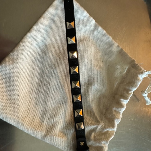 Authentic Valentino Black Rockstud Leather Bracelet-worn 2x-markings on buckle - Picture 8 of 12